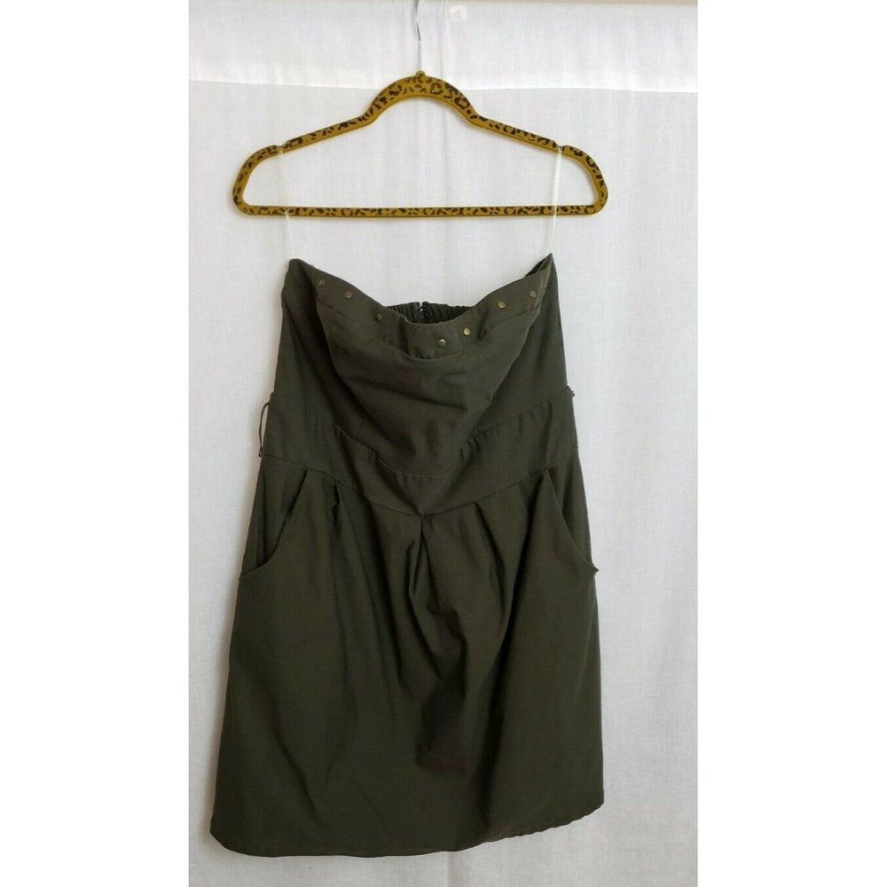 torrid dress size 18 strapless mini khaki green studded bodice pleated front